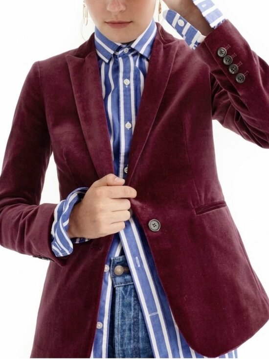 J. Crew Jackets & Blazers - J. Crew Burgundy Velvet Parke Blazer 6 Preppy Heritage Academia